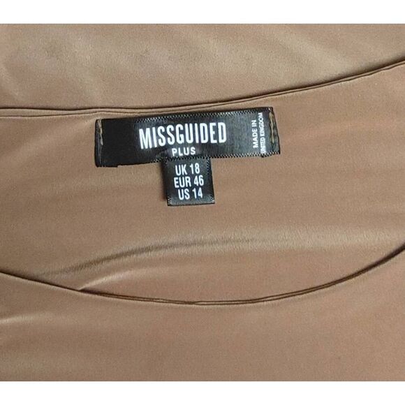Sleeveless Tan Dress with Ruched sides Midi Length by Missguided Sz 14 P… - Picture 8 of 9
